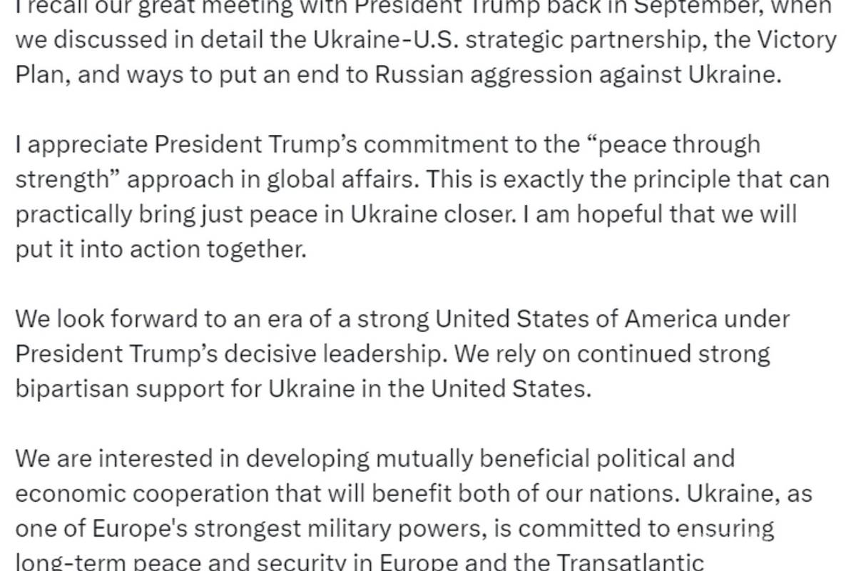 $!El presidente ucraniano, Volodímir Zelenski, felicitó al candidato republicano a la presidencia de EU, Donald Trump, por su impresionante victoria electoral.