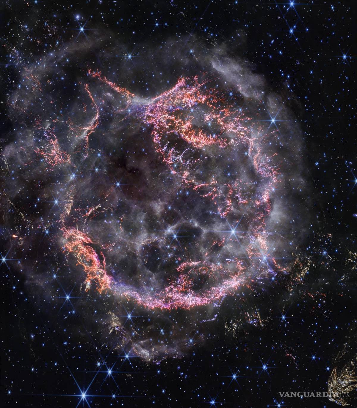 $!Una fotografía distribuida muestra los restos de la supernova Cassiopeia A.