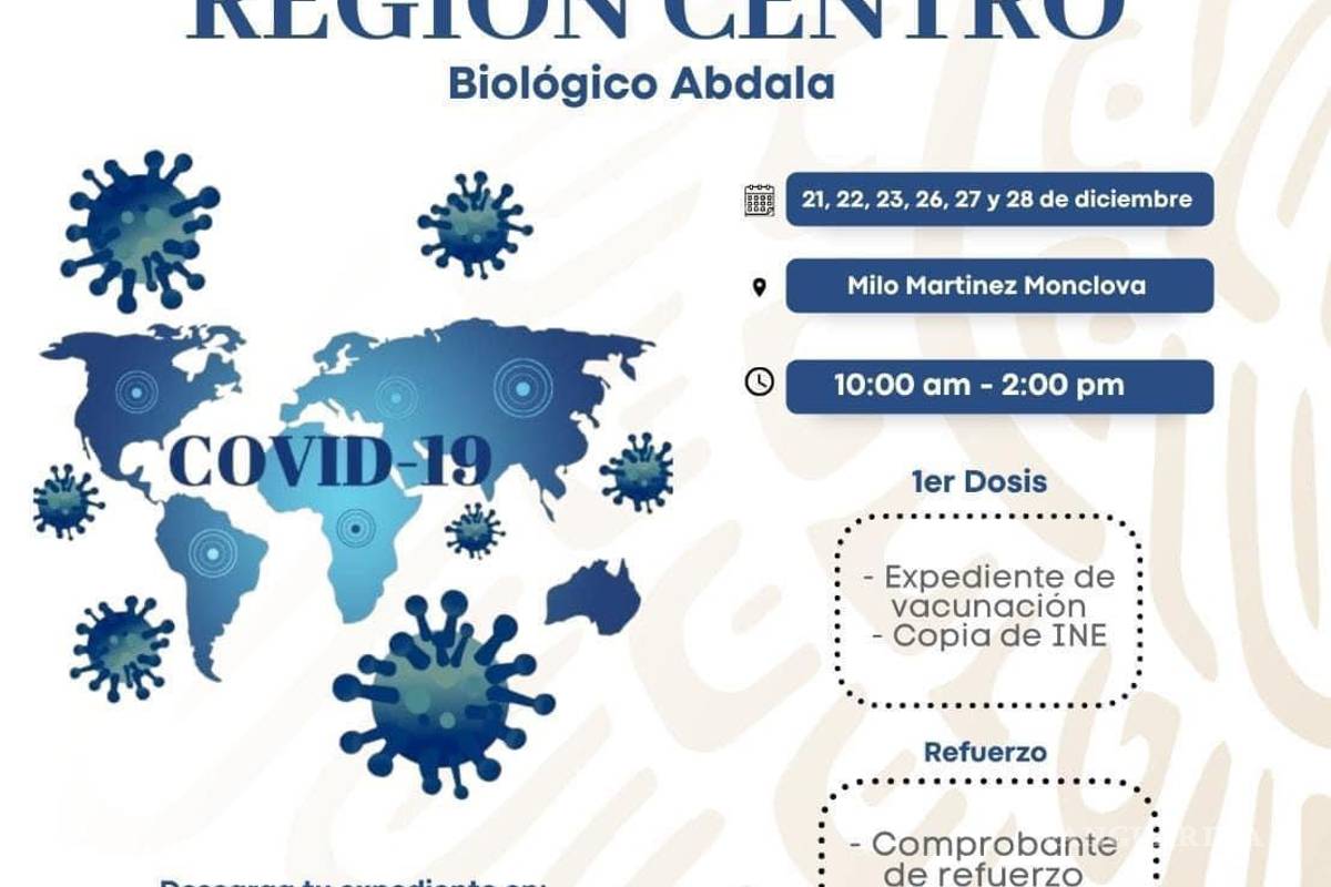 Aplicarán vacuna Abdala contra COVID-19 a mayores de 18 años en Monclova