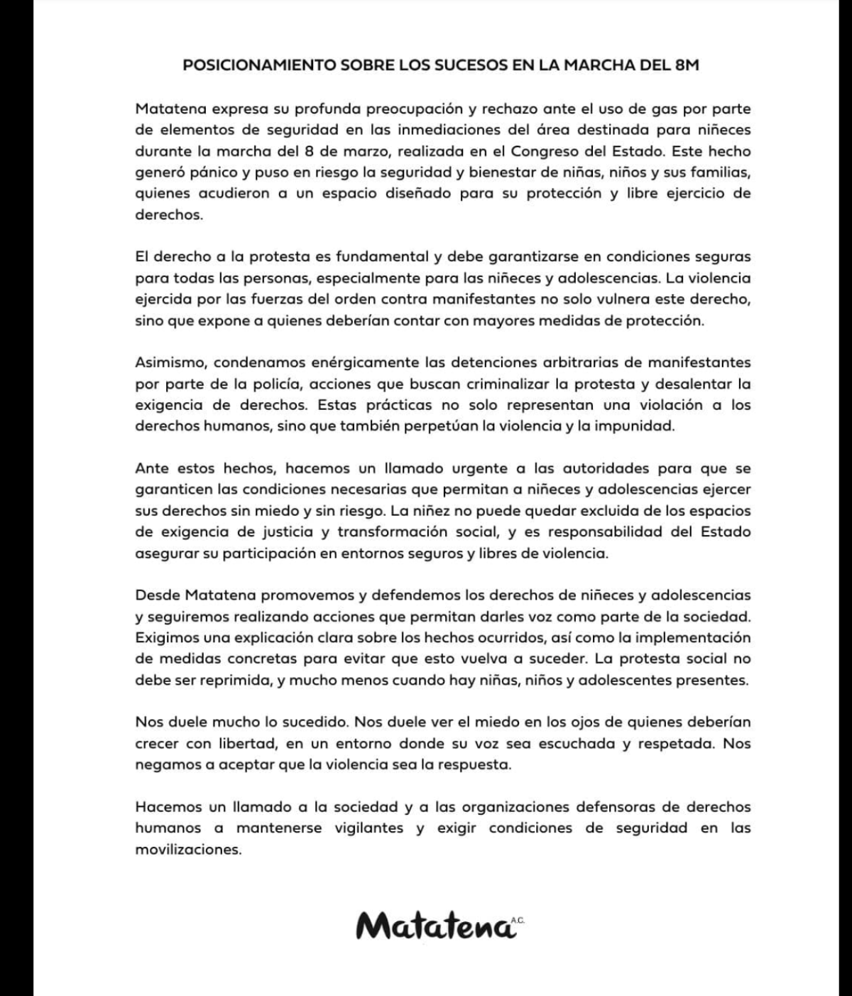 $!Foto Tomada de Facebook Matatena AC