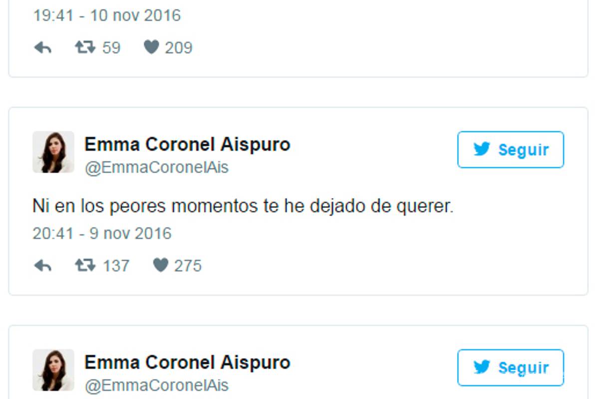 $!"Te amaré toda mi vida": Emma Coronel dedica románticos tuits al 'Chapo' Guzmán