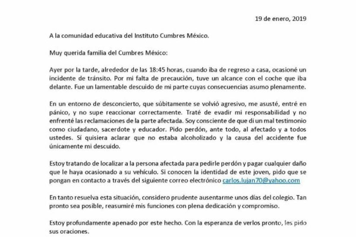 $!Renuncia sacerdote director del Instituto Cumbres tras escándalo vial