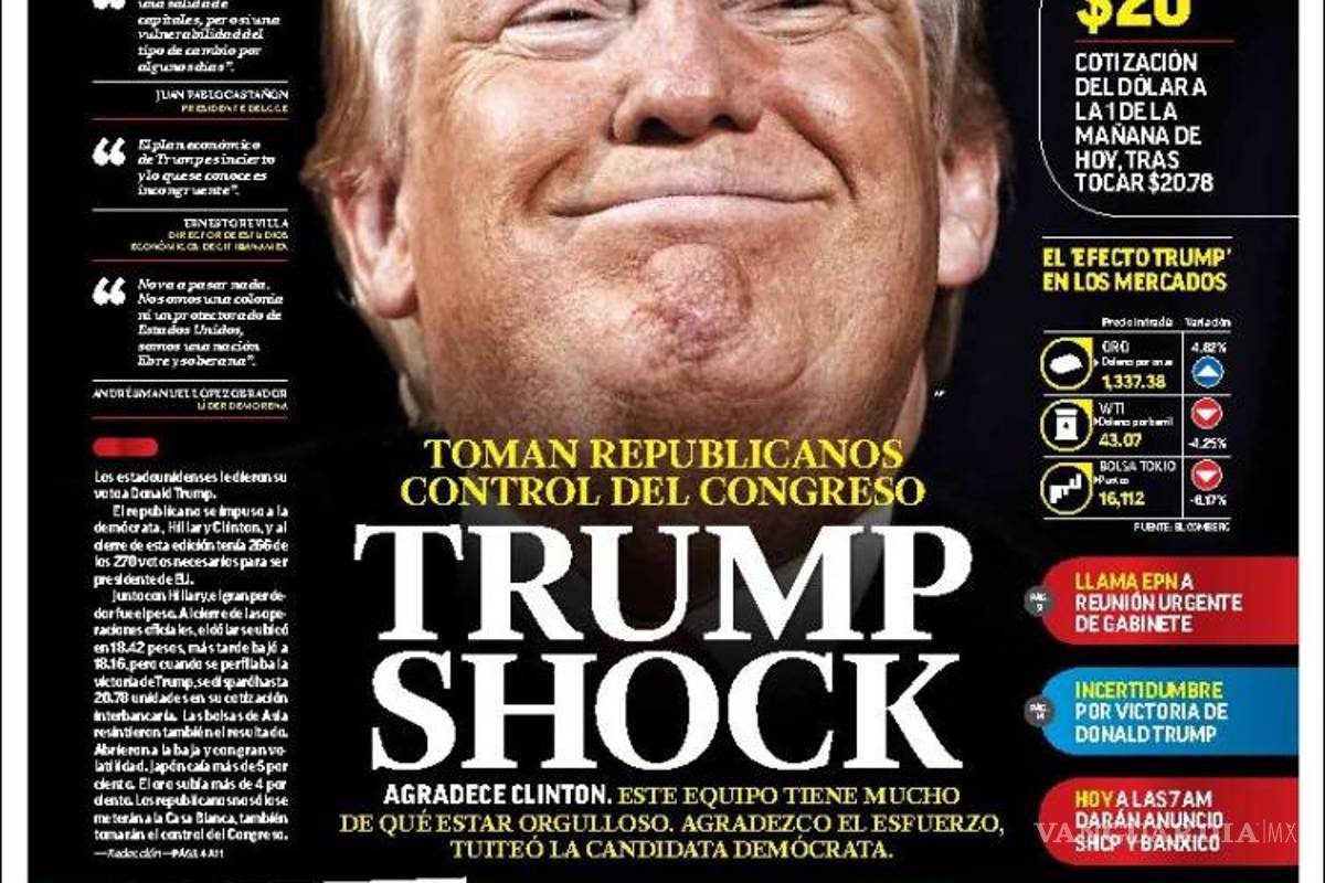 $!Titulares Prensa Nacional 09/11/2016