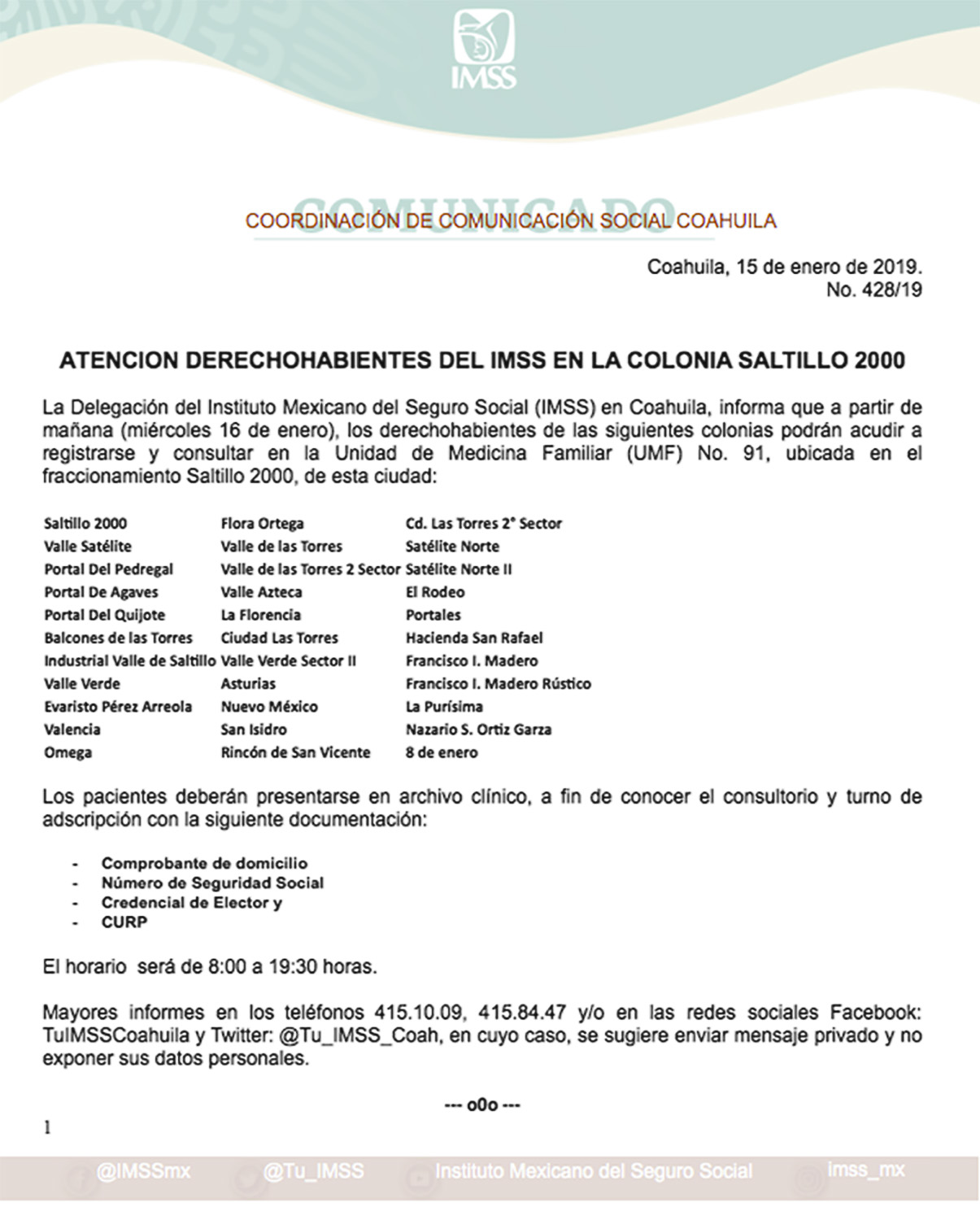 $!Al fin abren clínica 91 del Seguro Social en la colonia Saltillo 2000; dará atención médica a los vecinos de al menos 20 colonias