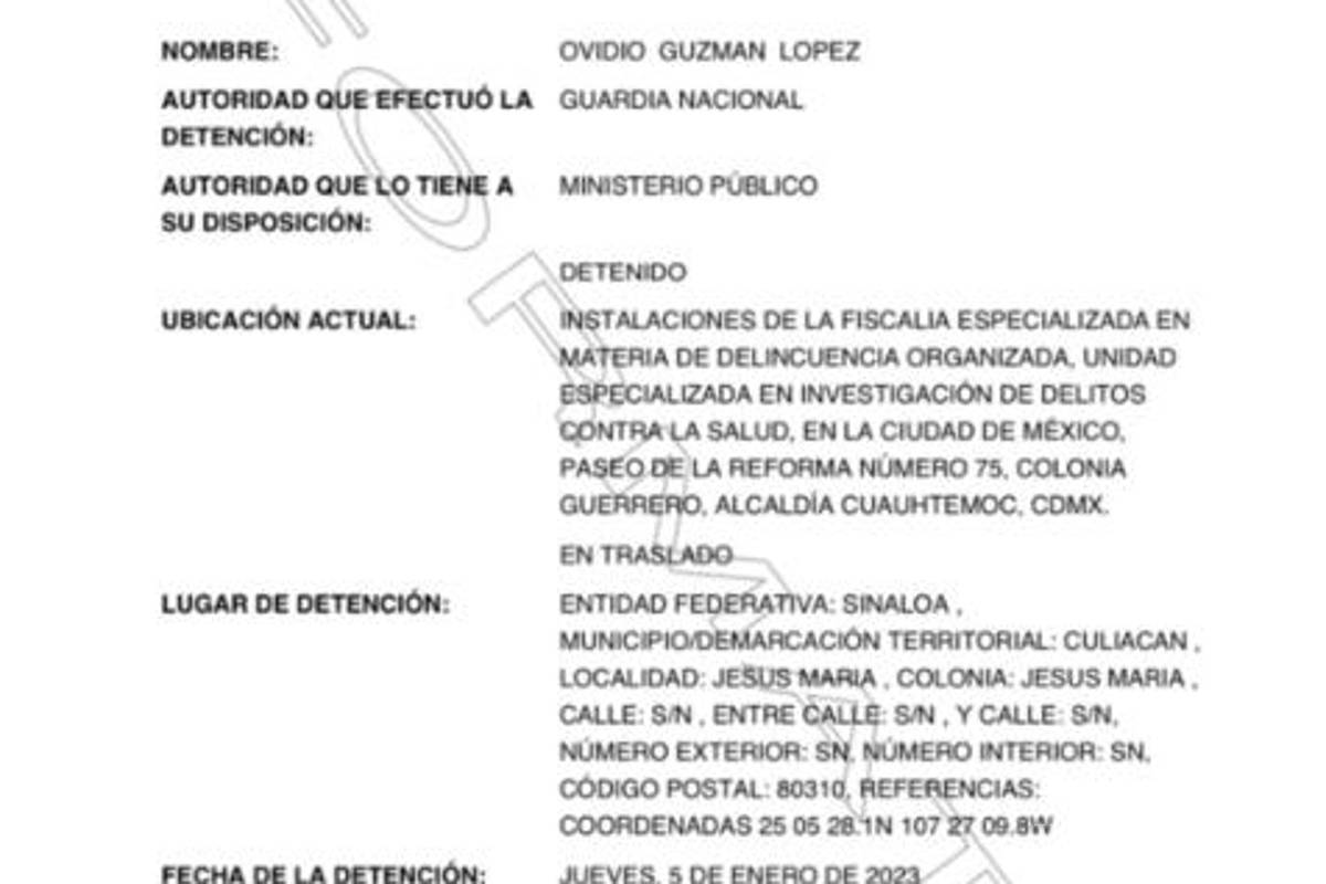 $!Difunden primera foto de Ovidio Guzmán detenido