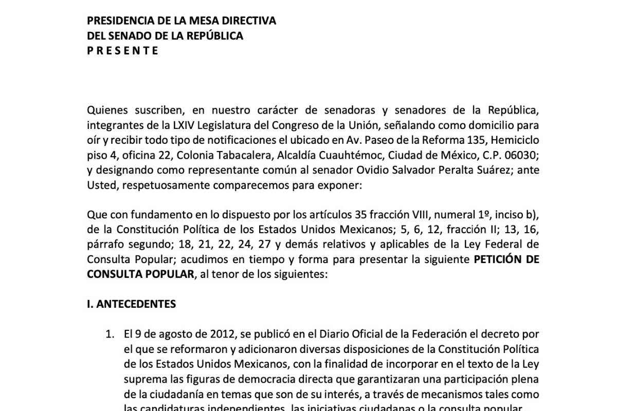 Senado mexicano solicita la consulta popular para enjuiciar a expresidentes