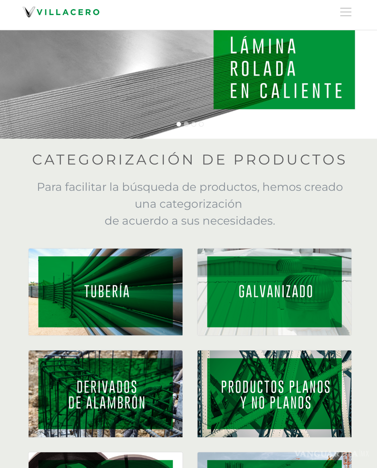 $!Pie: Así luce el sitio oficial de Villacero: www.villacero.com.