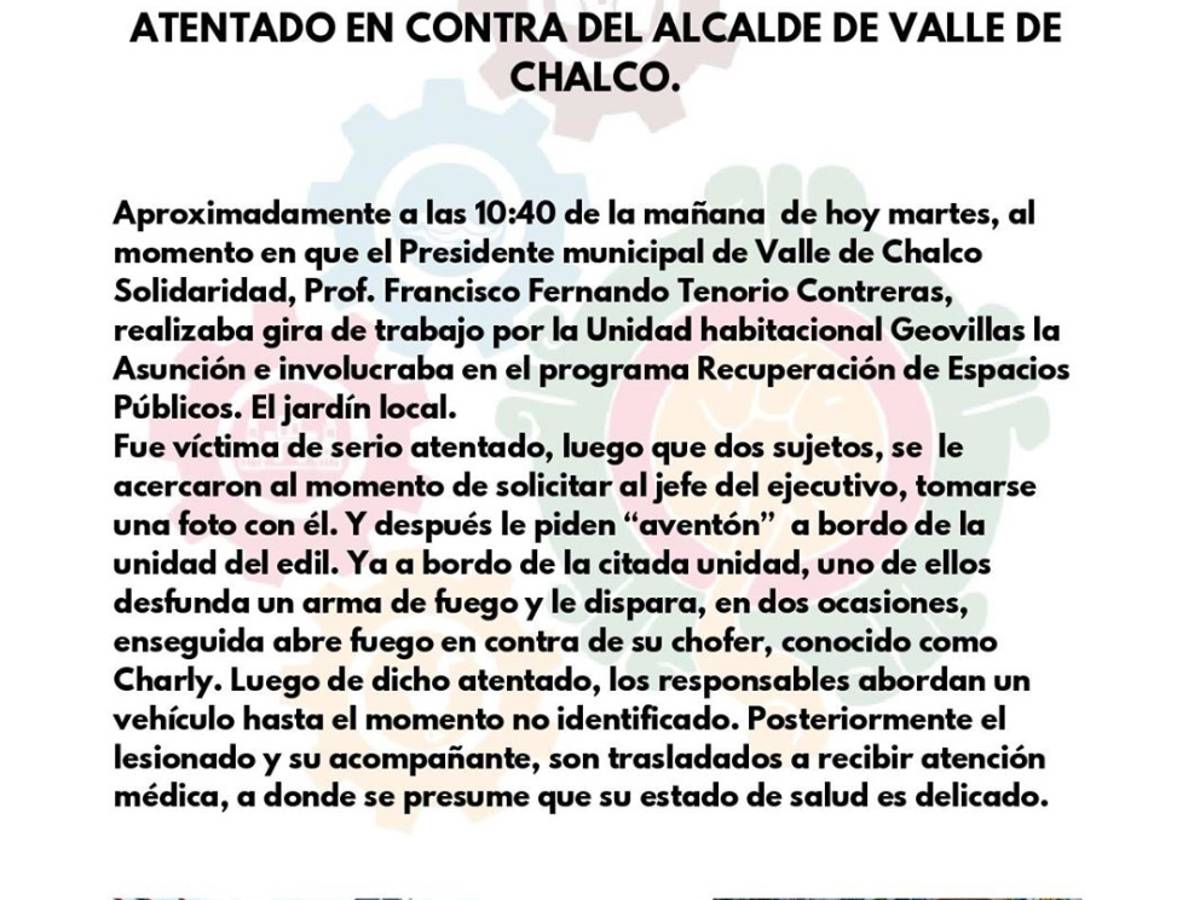 $!Alcalde de Valle de Chalco sigue vivo; desmienten información de ANAC
