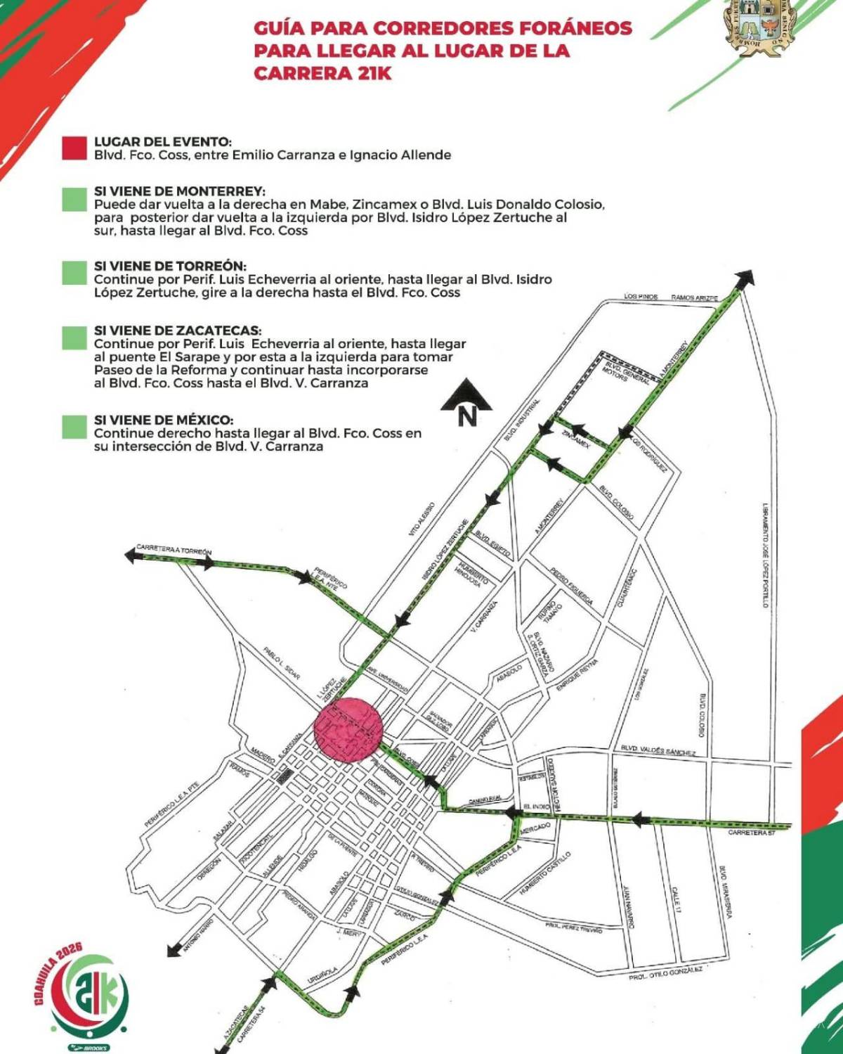 $!La organización difundió alternativas de ingreso para atletas procedentes de Monterrey, Torreón, Zacatecas y el centro del país, con el fin de facilitar su llegada a la zona de salida.
