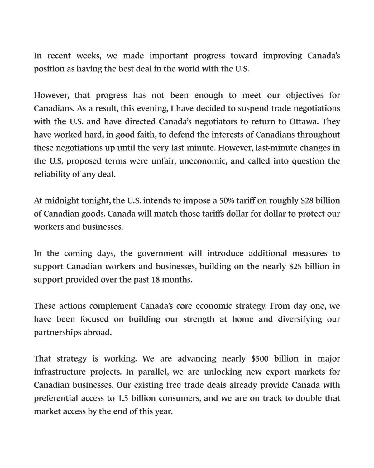 $!Estados Unidos se prepara para imponer aranceles de 50% a productos de Canadá