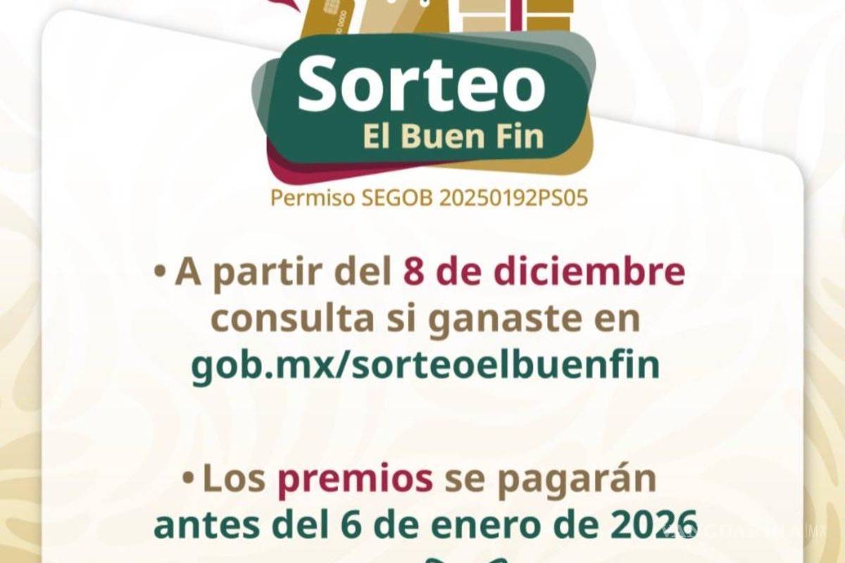 $!SAT revela ganadores del Sorteo del Buen Fin 2025: Revisa AQUÍ si ganaste el premio mayor de 250 mil pesos