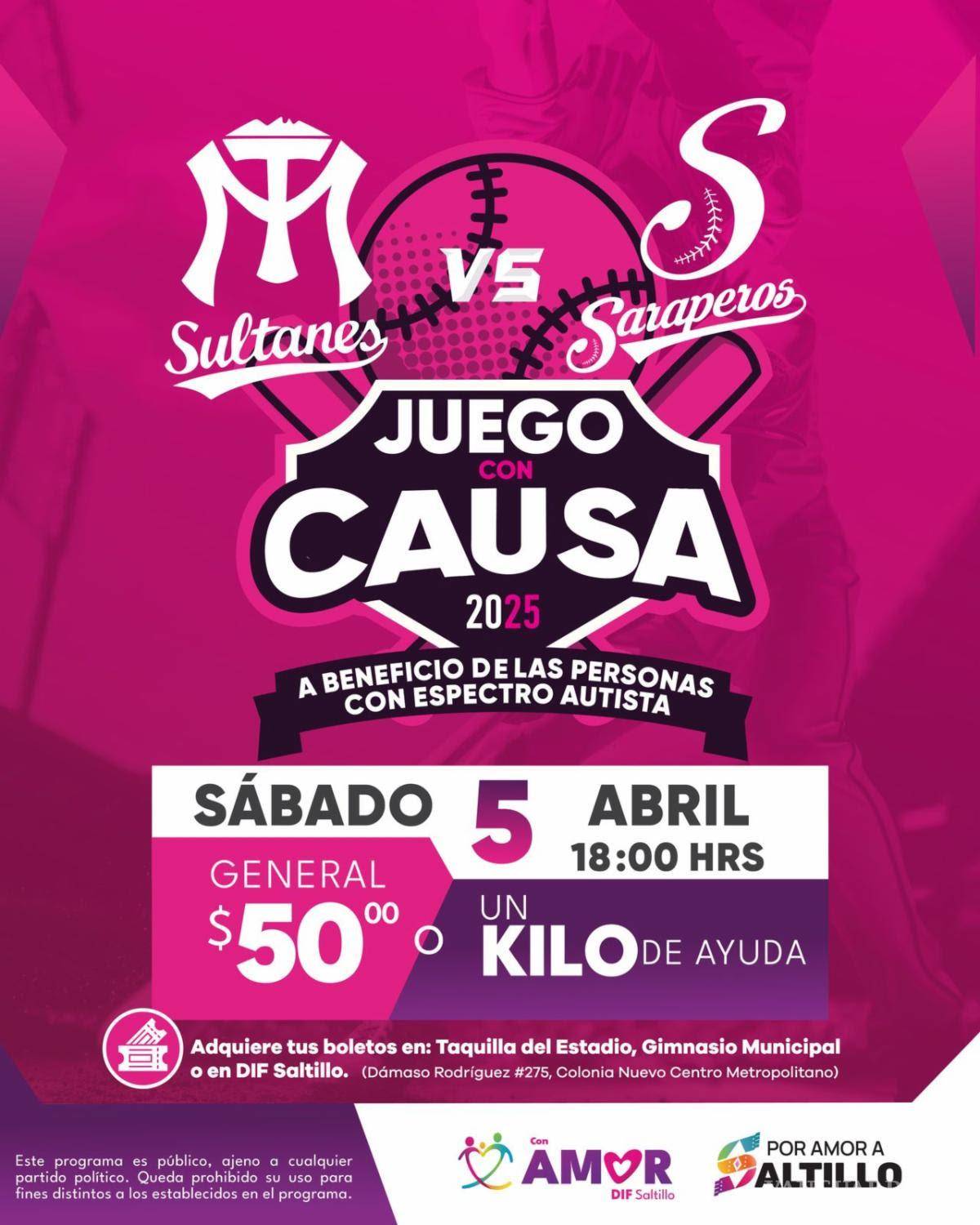 $!¡Apresúrate! Quedan pocos boletos para el Juego con Causa entre Saraperos de Saltillo y Sultanes de Monterrey