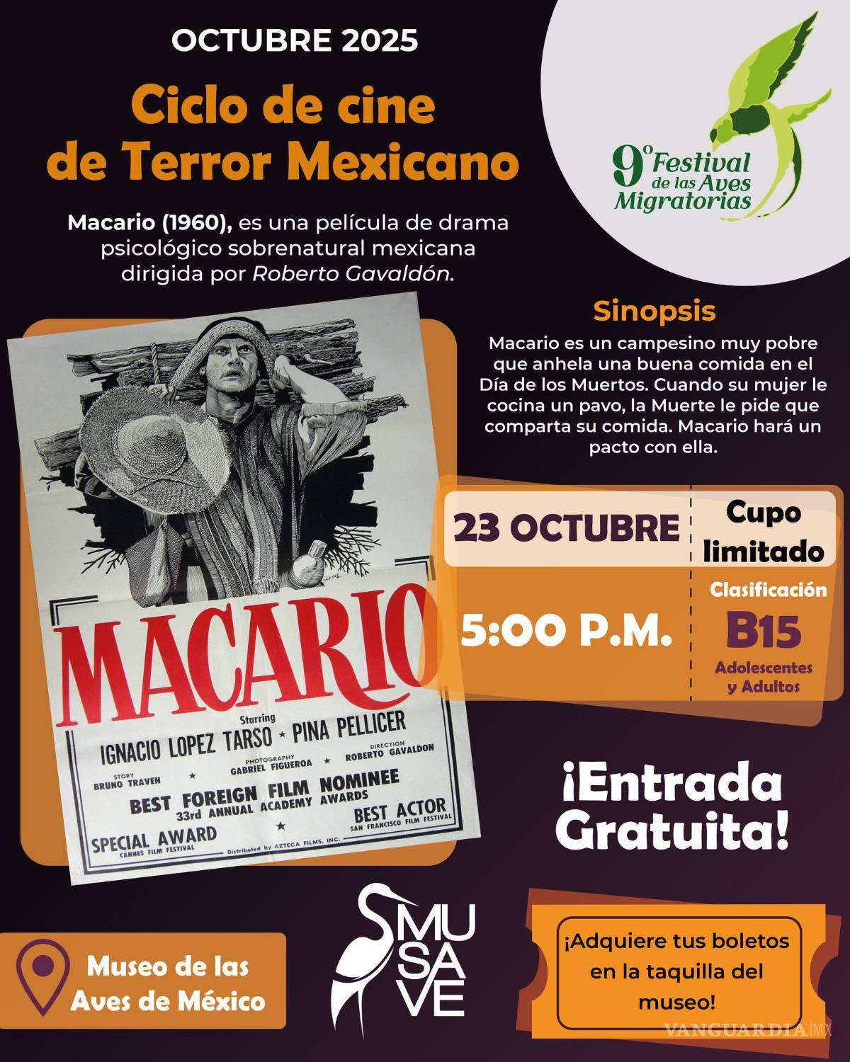 $!El ciclo cerrará con “Macario”, dirigida por Roberto Gavaldón, un clásico ineludible del cine mexicano.