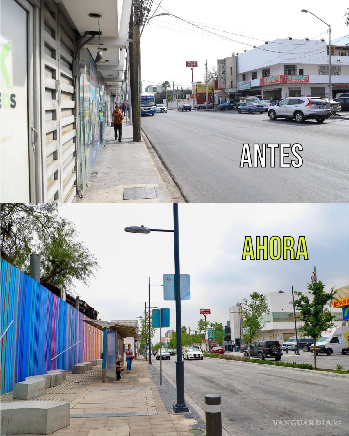 $!Miguel Treviño publicó este par de imágenes que muestran cómo cambió esta vialidad de San Pedro.