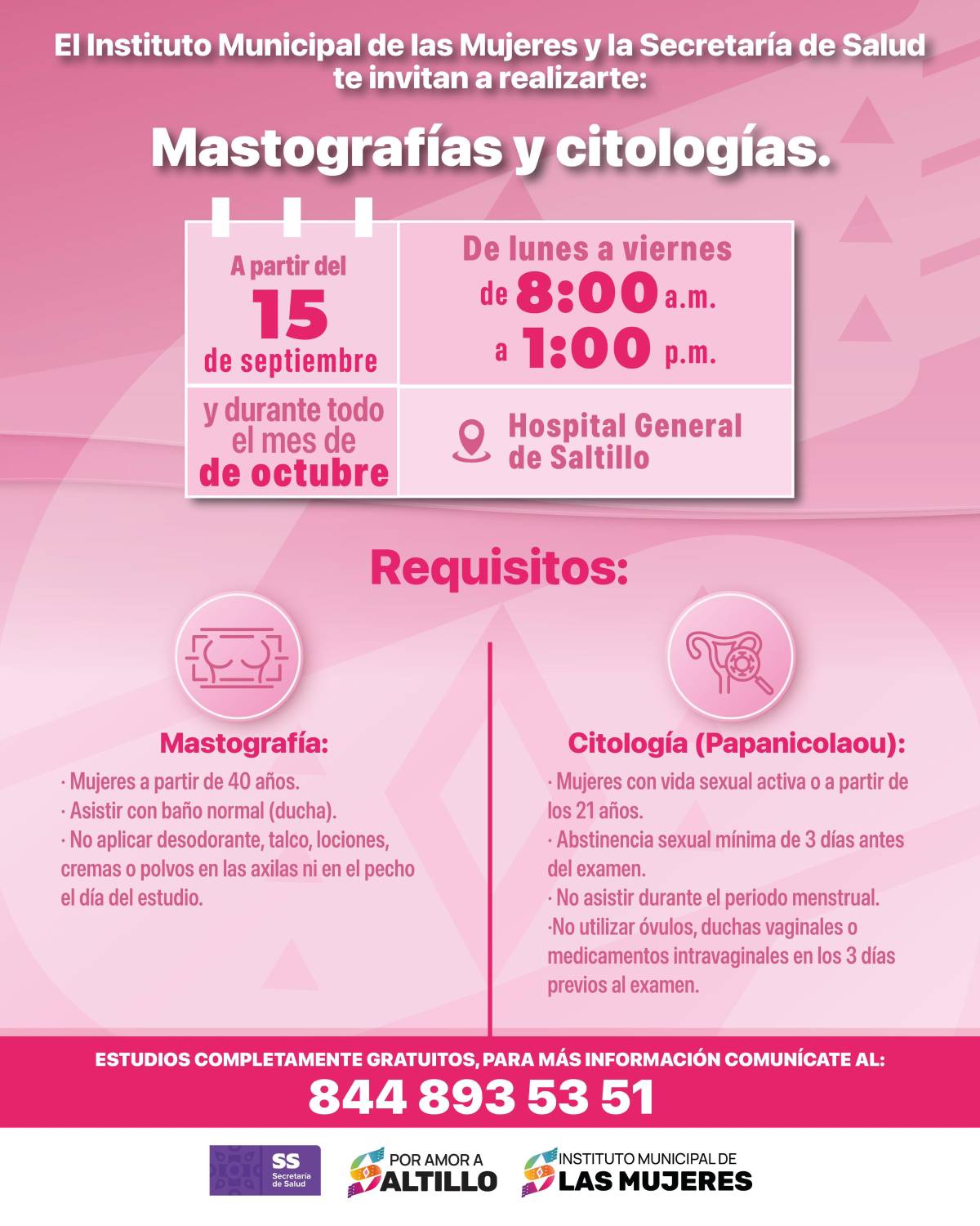 $!Saltillo ofrece mastografías y citologías gratuitas para prevenir cáncer en mujeres
