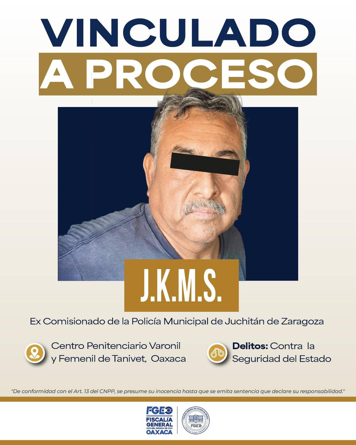 $!Vinculan a proceso a excomisionado de Policía de Juchitán ligado a ‘Los Cromos’