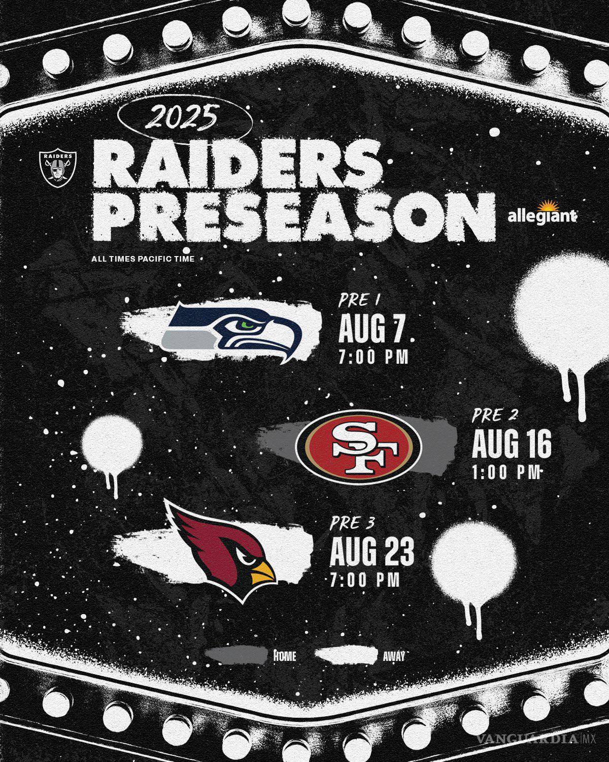 $!Así les irá a los Raiders en esta Pretemporada, con su calendario de juegos.