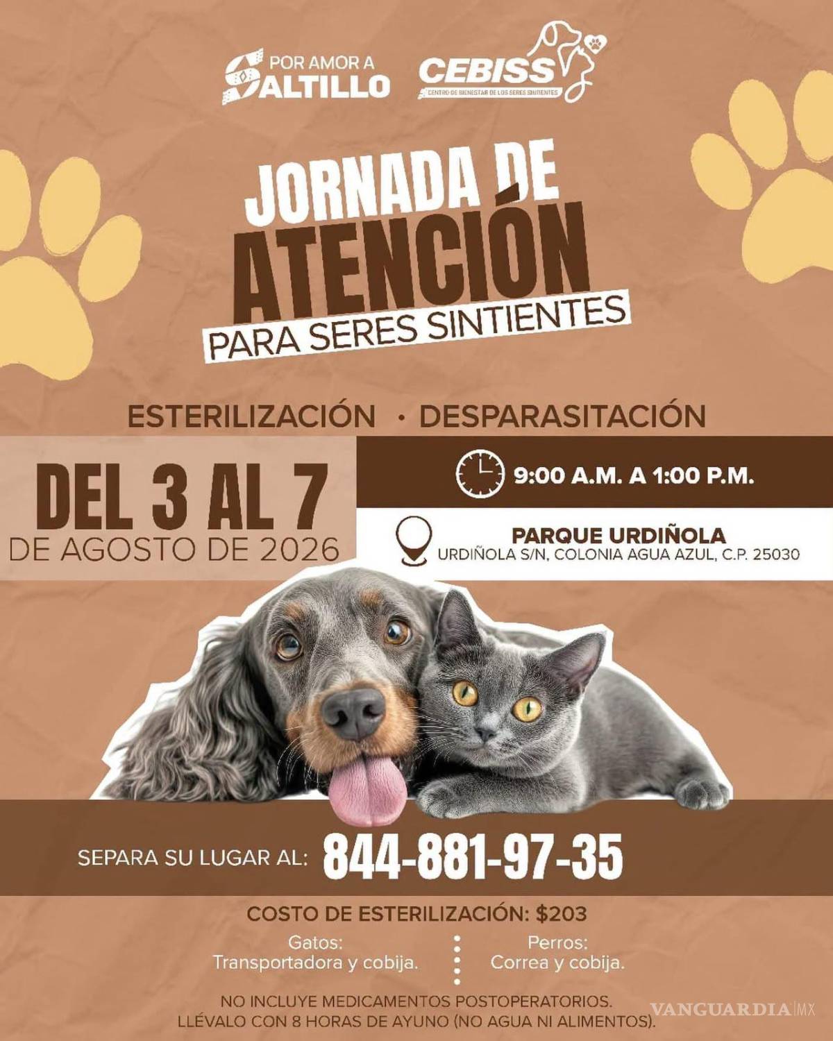 $!La jornada ofrece esterilizaciones a costo de recuperación y desparasitaciones gratuitas para perros y gatos.