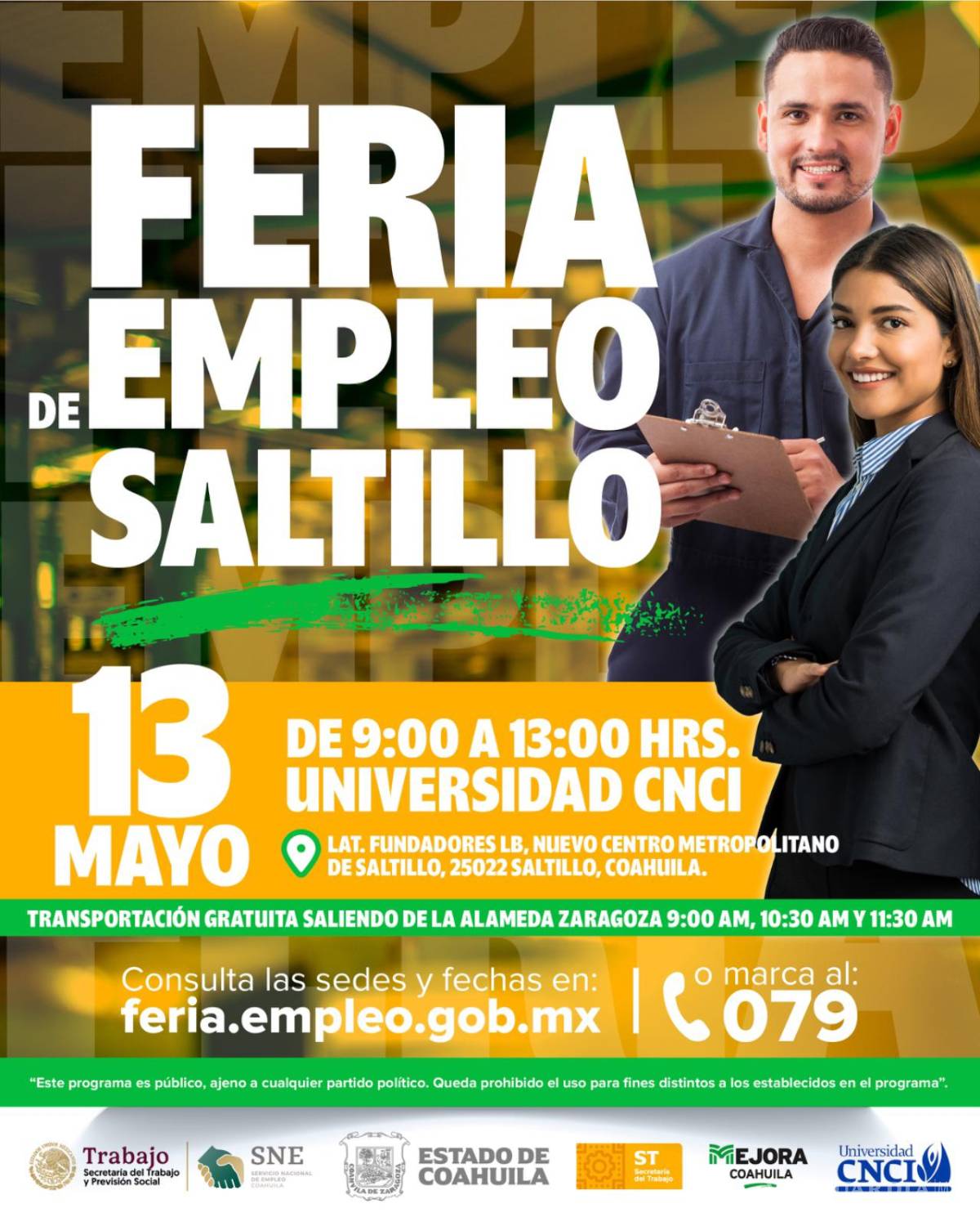 $!La Feria del Empleo de Saltillo ofrecerá alrededor de 600 oportunidades laborales para operarios, profesionistas, jóvenes, adultos mayores y personas con discapacidad.