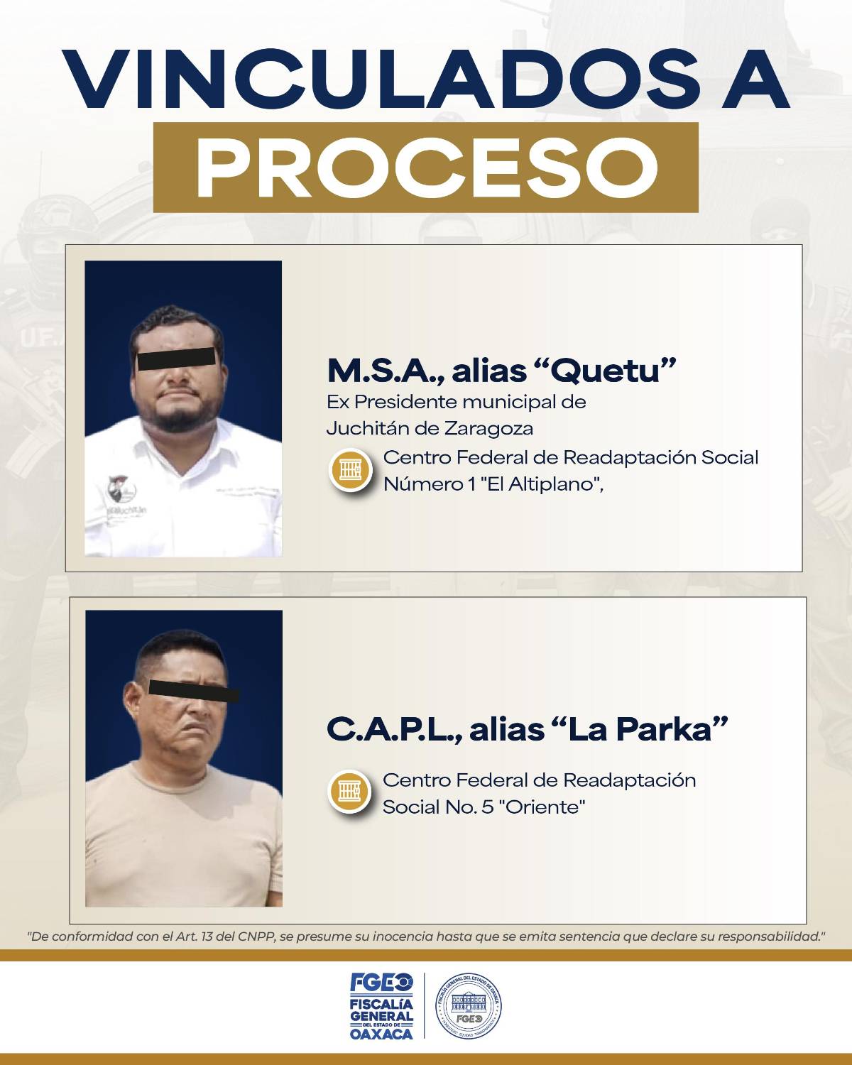 $!Vinculan a proceso a ‘El Quetu’, exalcalde de Juchitán, y a ‘La Parka’, por extorsión agravada