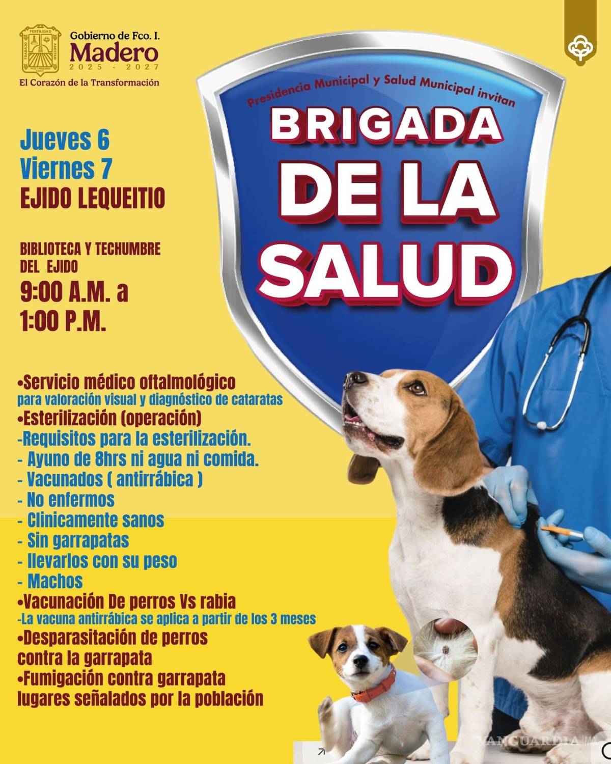 $!La jornada de salud también incluirá vacunación antirrábica y servicios veterinarios para perros y gatos.