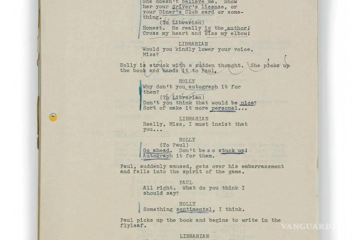 Guion de Audrey Hepburn en &quot;Breakfast at Tiffany's&quot; es vendido en 851 mil dólares