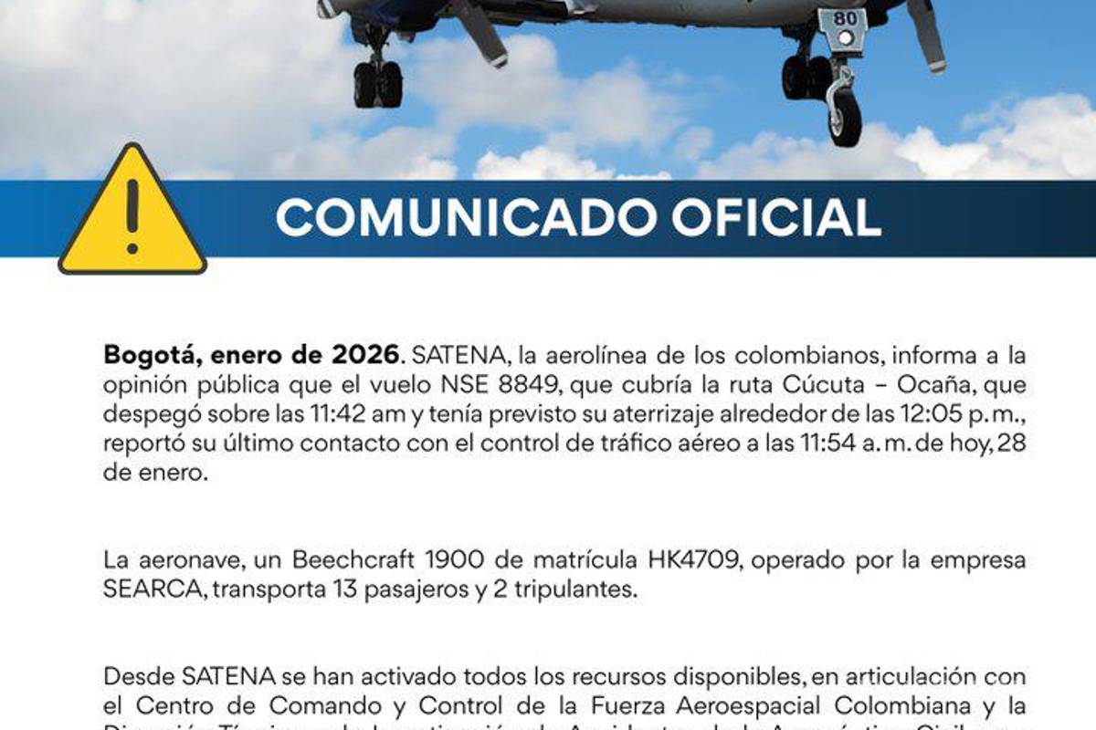 $!Avión se estrella en Norte de Santander, Colombia, con 15 personas a bordo; descartan sobrevivientes