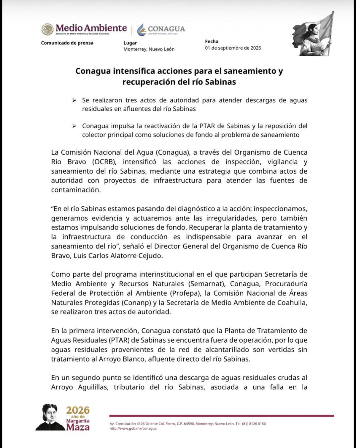 $!La contaminación del río Sabinas escaló a una nueva etapa luego de que la Conagua confirmara la existencia de descargas de aguas residuales.