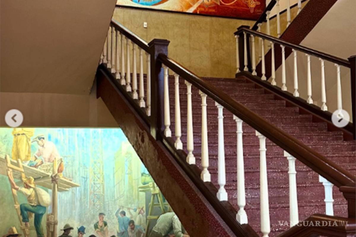 $!Mural “La construcción del Ateneo Fuente”, de Salvador Tarazona, 1933. Representa a los trabajadores durante la edificación del icónico edificio universitario.