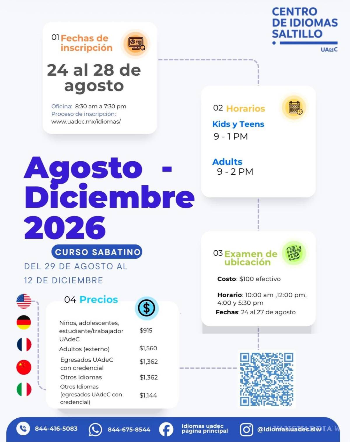 $!Saltillo: Abre UAdeC inscripciones para cursos de idiomas del semestre agosto-diciembre 2026