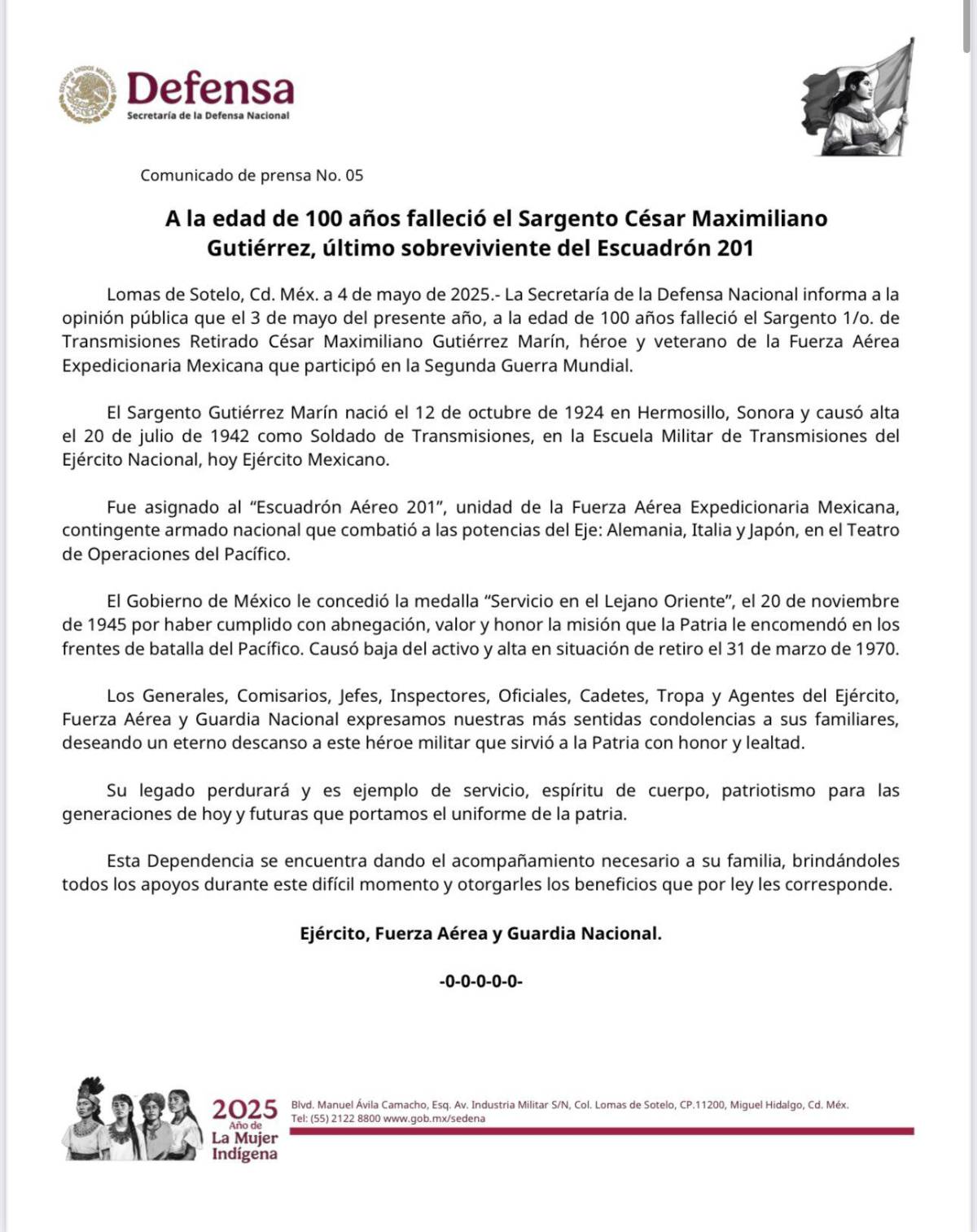 $!Muere César Gutiérrez a sus 100 años: era el último sobreviviente del Escuadrón 201