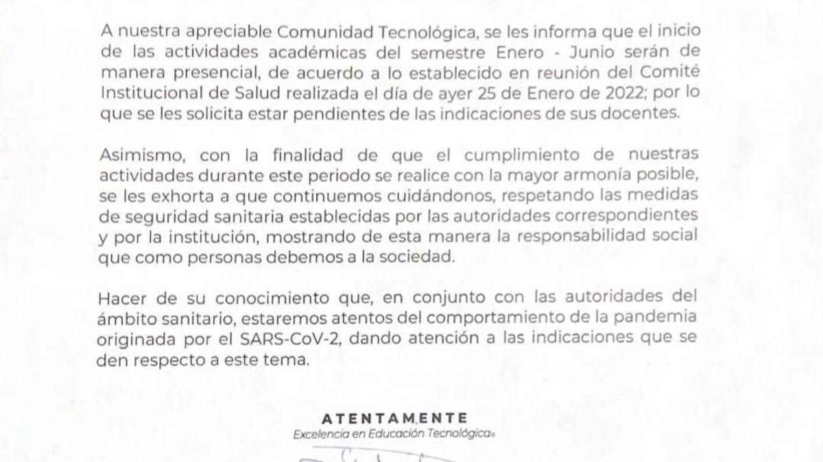 Anuncia TEC de Saltillo regreso a clases presenciales