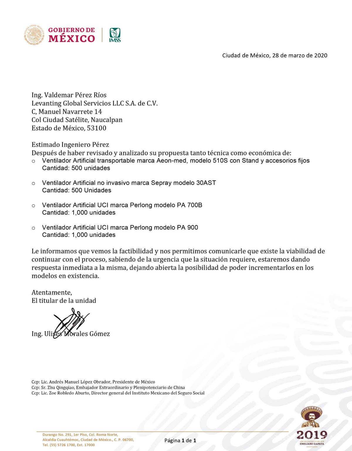 $!Denuncia PAN presuntas irregularidades en la compra de respiradores para el IMSS