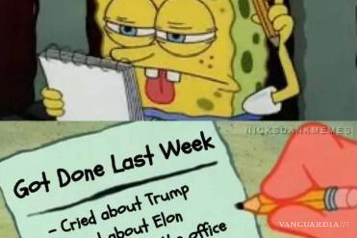 $!Trump publica un meme de Bob Esponja para burlarse de los que lo critican a él y a Musk