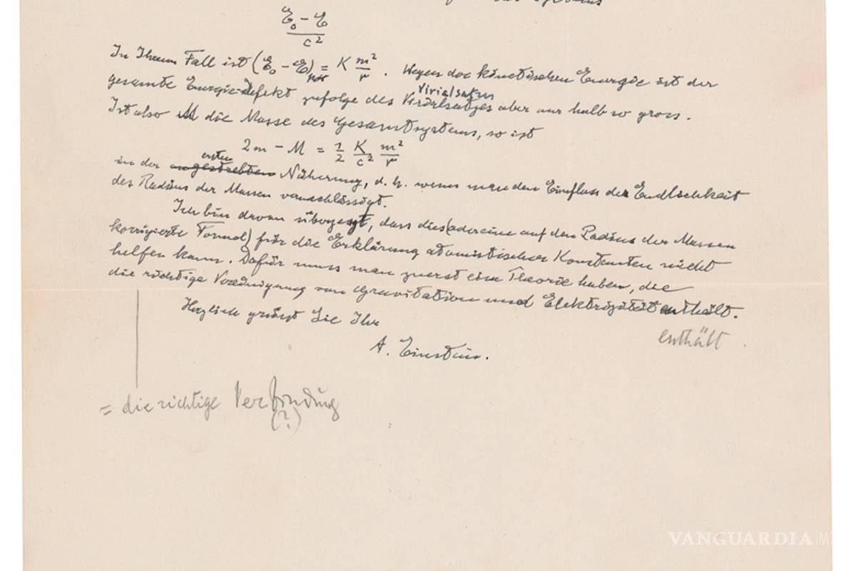 Subastan carta de Albert Einstein en 1.2 millones de dólares