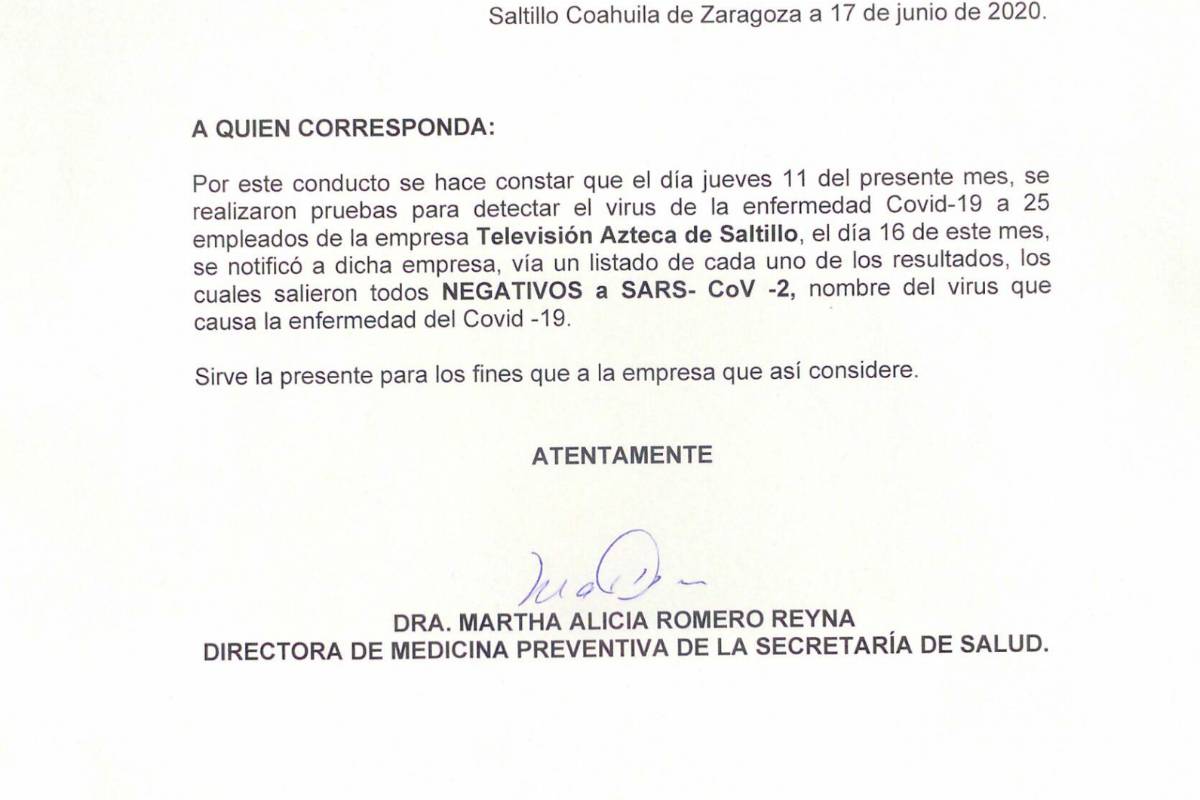 $!Falso que Vanguardia informara sobre brote de COVID-19 en otra televisora de Saltillo