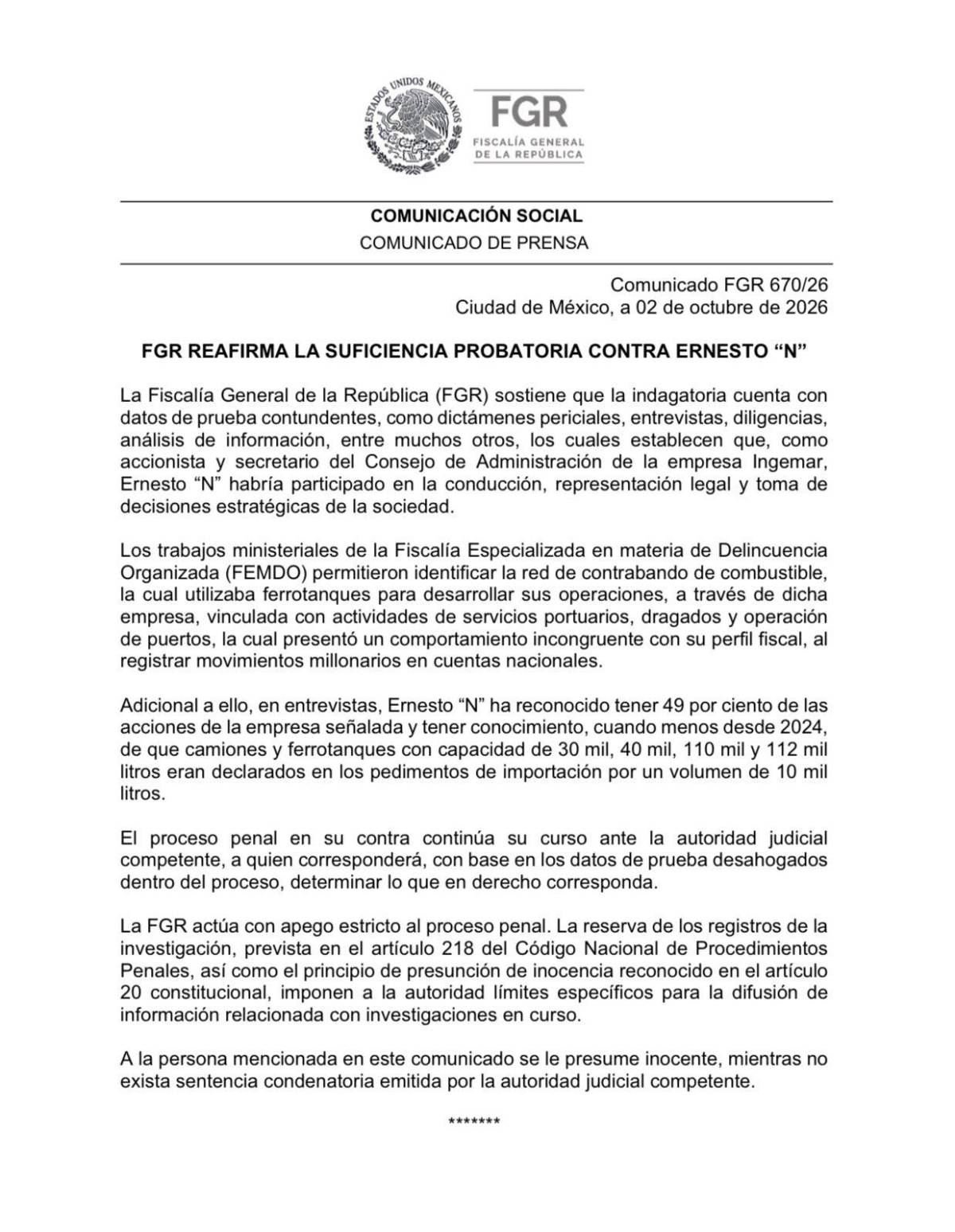 $!FGR sostiene que Ernesto Ruffo participó en decisiones de empresa Ingemar, ligada a huachicol