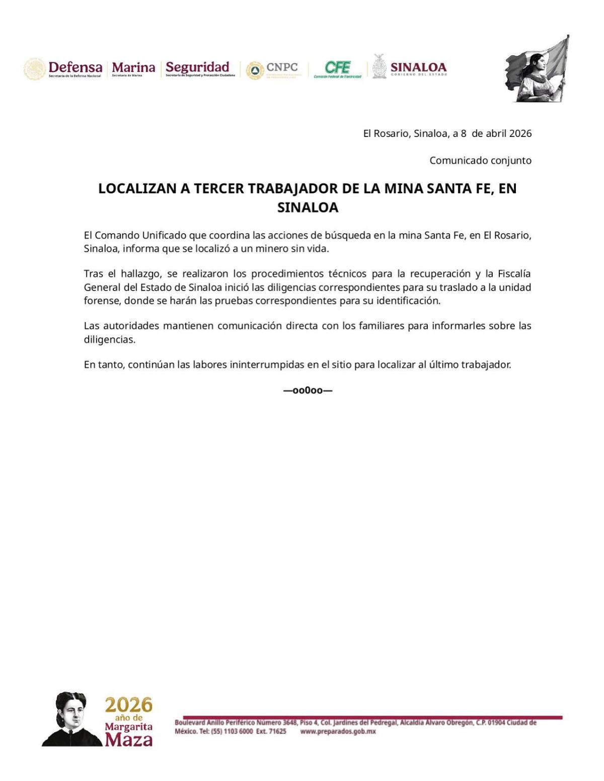 $!Rescate en mina Santa Fe: buscan extraer con vida a minero atrapado y localizan a otro sin vida
