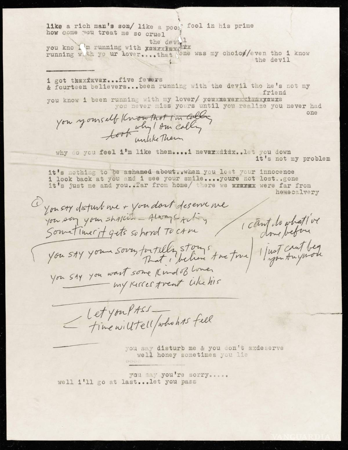 $!Un raro manuscrito con letras del "Blonde on Blonde" de Bob Dylan es subastado por Sotheby's
