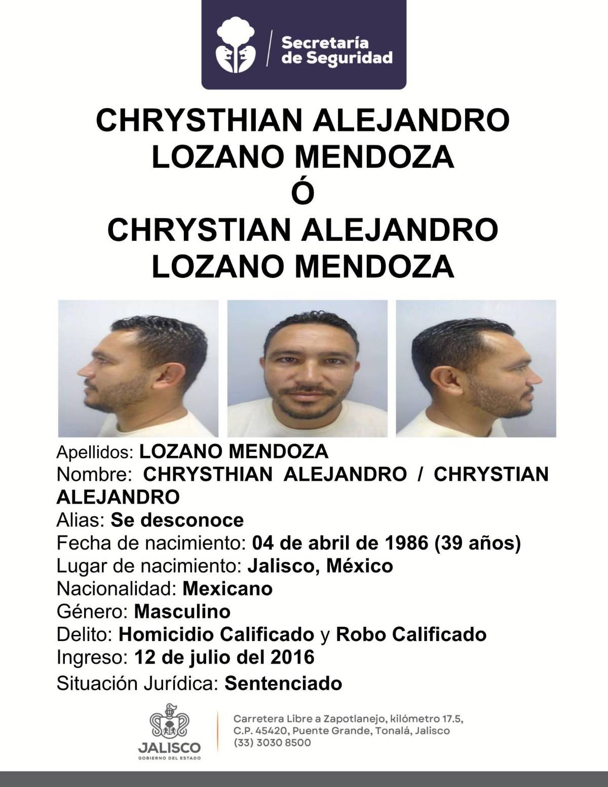 $!Recapturan en Jalisco a Chrysthian Alejandro “N”, uno de los 23 reos fugados en Puerto Vallarta