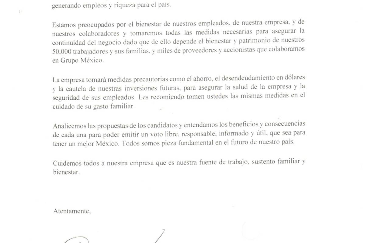 $!Grupo México llama a empleados a no votar por un gobierno populista