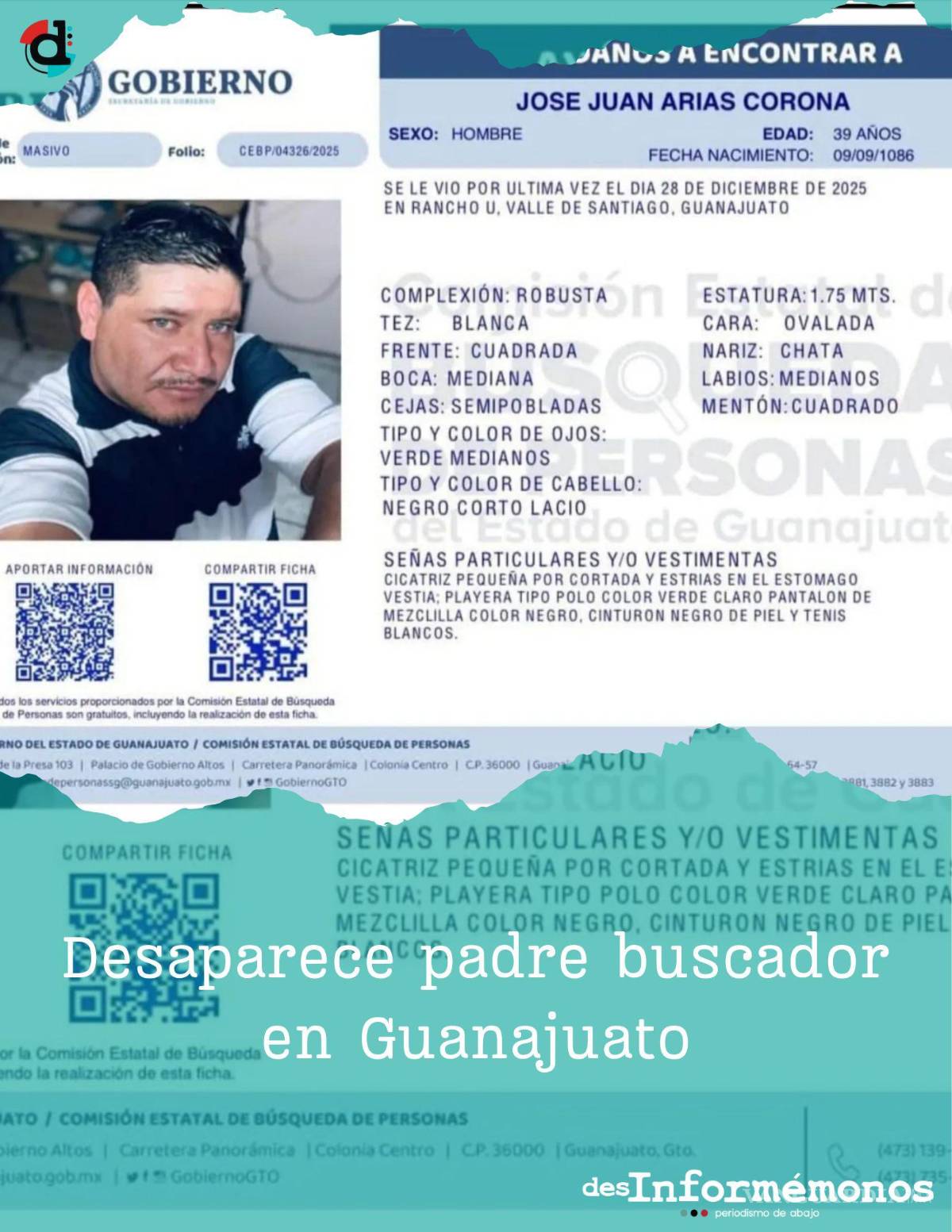 $!Vinculan a proceso a tres personas por desaparición del padre buscador José Juan Arias Corona en Guanajuato