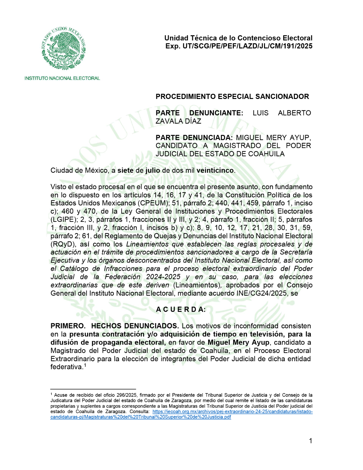 $!Abren investigación contra Miguel Mery por presunta campaña ilegal en elección judicial