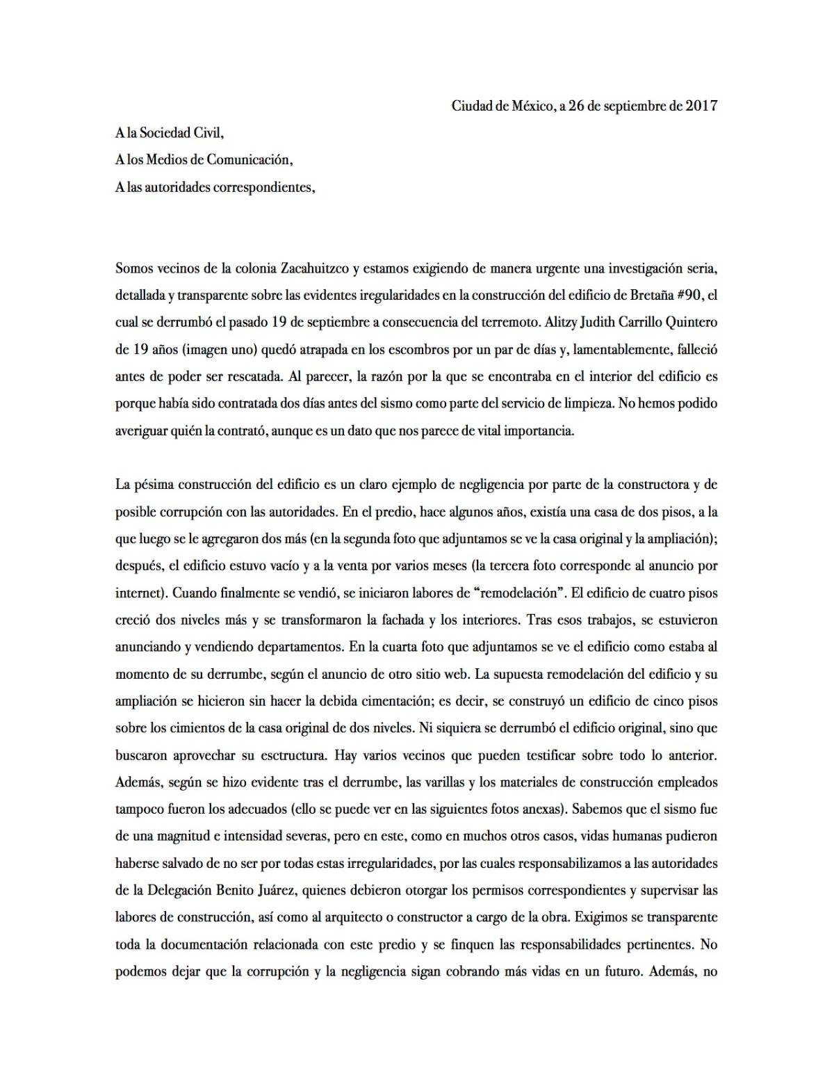 $!Vecinos exigen justicia por muerte de joven en edificio colapsado tras sismo
