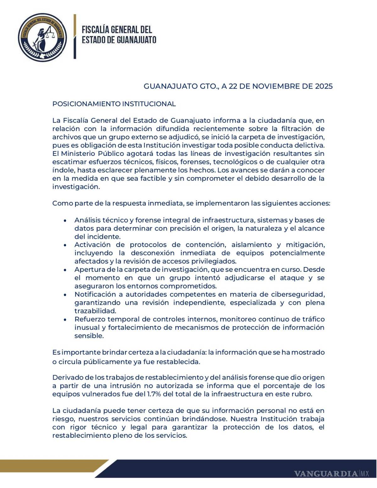 $!Ciberataque a Fiscalía de Guanajuato: filtran 70 GB de información y abren investigación