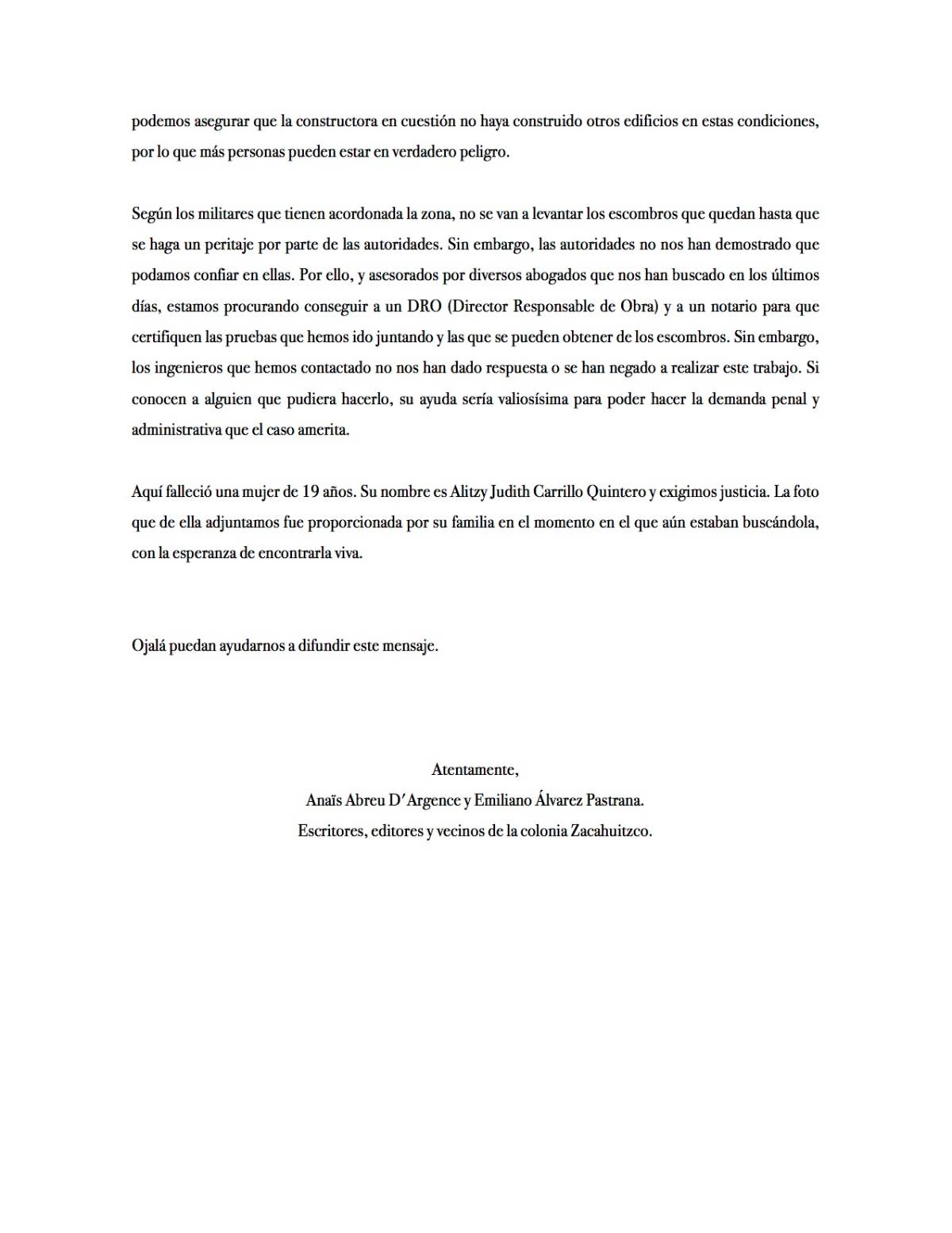 $!Vecinos exigen justicia por muerte de joven en edificio colapsado tras sismo