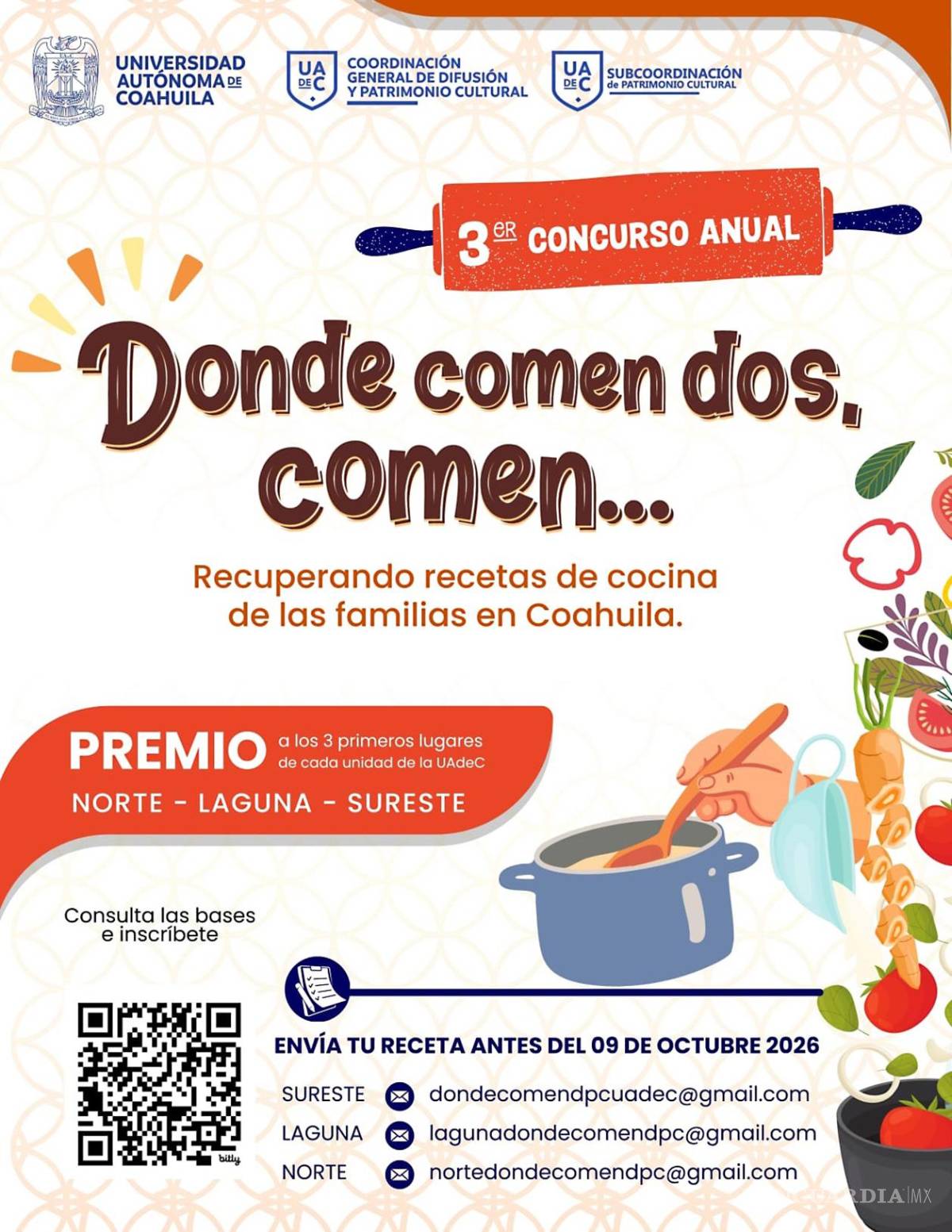 $!UAdeC convoca a rescatar recetas tradicionales de familias coahuilenses