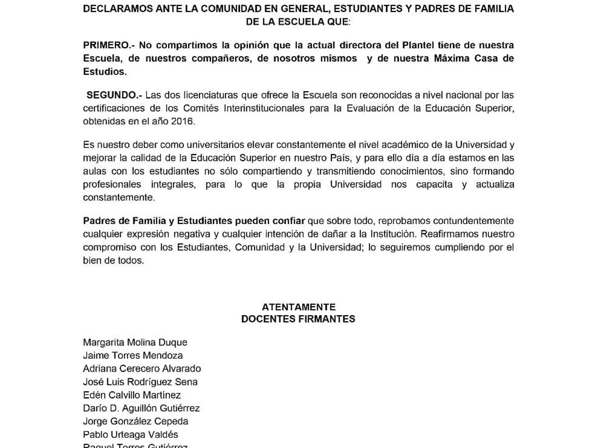 $!Maestros salen a la defensa de la Escuela de Artes de la UAdeC; 'No compartimos la opinión de la directora'