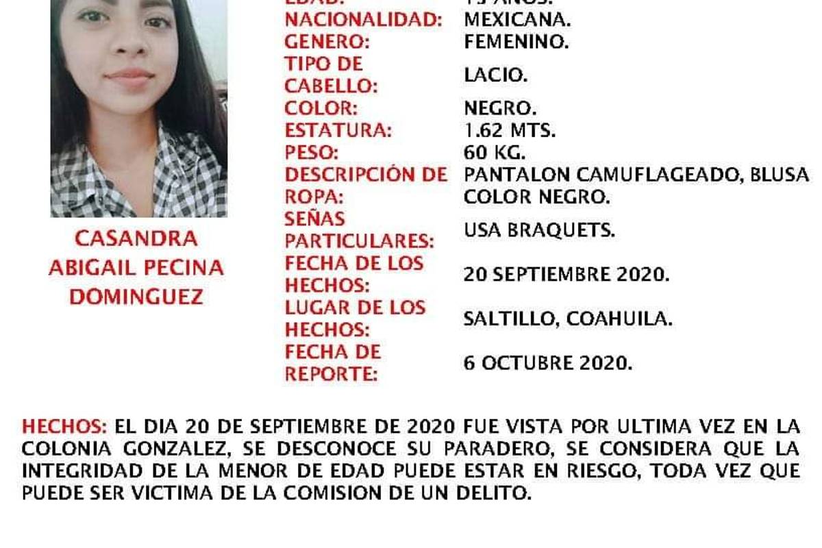 Por segunda ocasión reportan desaparición de menor en Saltillo