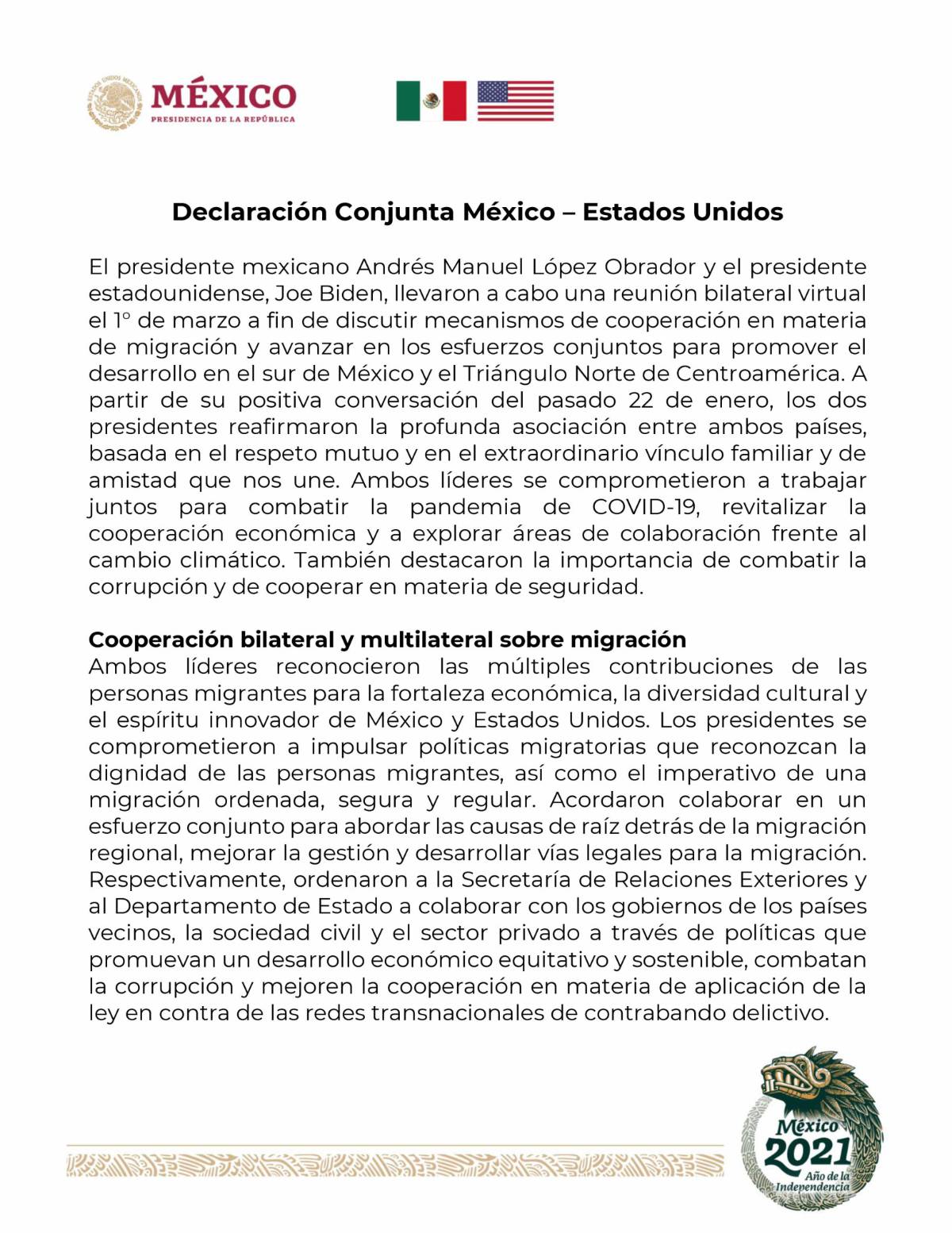 $!Estados Unidos tratará a México 'como un igual', dice Biden a AMLO en reunión virtual